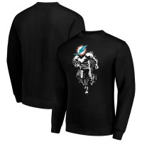 Miami Dolphins Starter Black Logoface Team Graphic Tri-Blend Fleece Pullover Sweatshirt