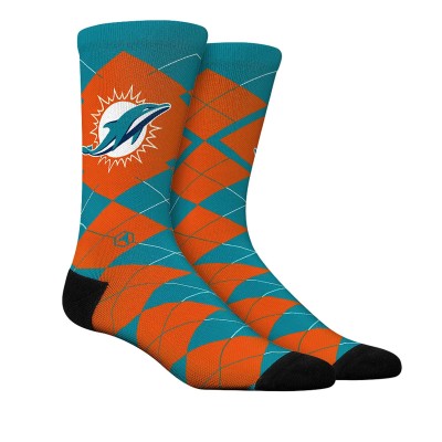 Unisex Miami Dolphins Rock Em Socks Argyle Knitted Dress Socks