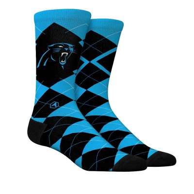 Unisex Carolina Panthers Rock Em Socks Argyle Knitted Dress Socks