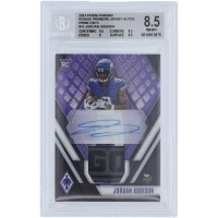 Jordan Addison Minnesota Vikings Autographed 2023 Panini Phoenix Laundry Tag Relic #RAJ-JA #5/5 BGS Authenticated 8.5 Rookie Card - 9.5,8.5,8,8.5 Subgrades