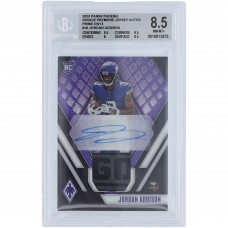 Jordan Addison Minnesota Vikings Autographed 2023 Panini Phoenix Laundry Tag Relic #RAJ-JA #5/5 BGS Authenticated 8.5 Rookie Card - 9.5,8.5,8,8.5 Subgrades