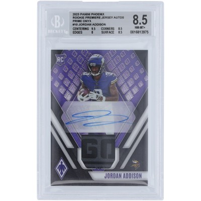 Jordan Addison Minnesota Vikings Autographed 2023 Panini Phoenix Laundry Tag Relic #RAJ-JA #5/5 BGS Authenticated 8.5 Rookie Card - 9.5,8.5,8,8.5 Subgrades