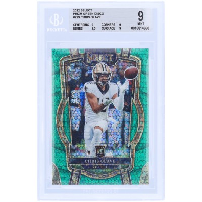 Chris Olave New Orleans Saints 2022 Panini Select Green Disco #229 #3/5 BGS Authenticated 9 Rookie Card - 9,9,9.5,9 Subgrades