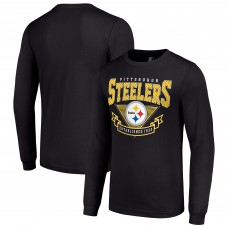 Pittsburgh Steelers Starter Black 80s Inspired Team Logo Long Sleeve T-Shirt