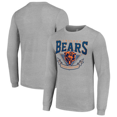 Футболка с длинным рукавом Chicago Bears Starter Heather Gray 80s Inspired Team Logo