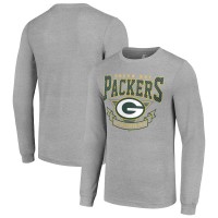 Футболка с длинным рукавом Green Bay Packers Starter Heather Gray 80s Inspired Team Logo