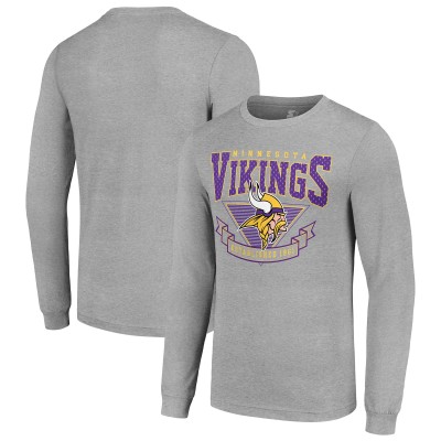 Футболка с длинным рукавом Minnesota Vikings Starter 80s Inspired Team Logo - Heather Gray
