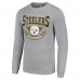 Pittsburgh Steelers Starter Heather Gray 80s Inspired Team Logo Long Sleeve T-Shirt
