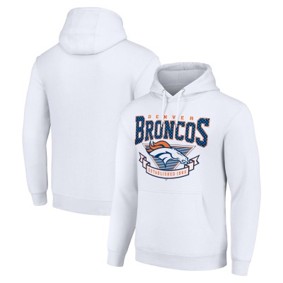 Denver Broncos Starter White ‘80s Inspired Pullover Hoodie