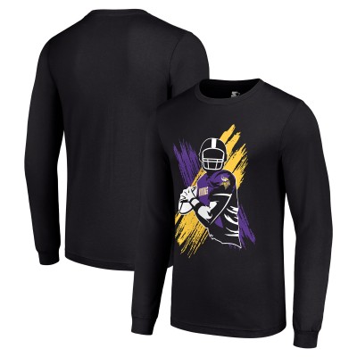 Футболка с длинным рукавом Minnesota Vikings Starter Player X Logo Graphic - Black