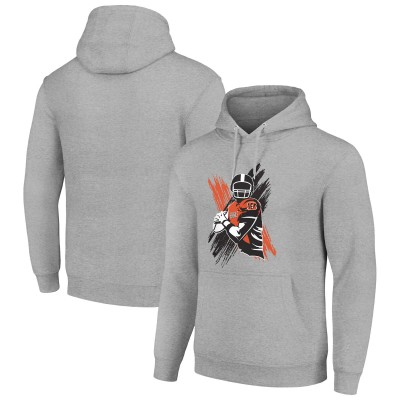 Cincinnati Bengals Starter Heather Gray Player X Fleece Pullover Hoodie