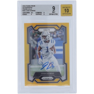 Josh Downs Indianapolis Colts Autographed 2023 Panini Prizm Gold Prizm #345 #7/10 BGS Authenticated 9/10 Rookie Card - 8.5,9,9,9 Subgrades