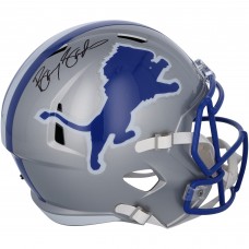 Barry Sanders Detroit Lions Autographed Fanatics Authentic Throwback 1983-2002 Speed Replica Helmet - Signed in Black