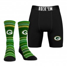 Green Bay Packers Rock Em Socks Primary Crew Socks & Boxer Briefs Combo Pack
