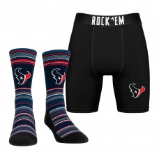 Houston Texans Rock Em Socks Primary Crew Socks & Boxer Briefs Combo Pack