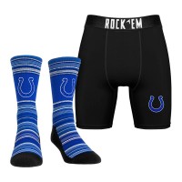 Indianapolis Colts Rock Em Socks Primary Crew Socks & Boxer Briefs Combo Pack
