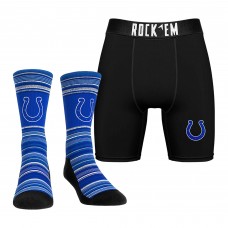 Indianapolis Colts Rock Em Socks Primary Crew Socks & Boxer Briefs Combo Pack