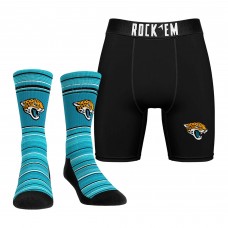 Jacksonville Jaguars Rock Em Socks Primary Crew Socks & Boxer Briefs Combo Pack