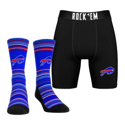 Buffalo Bills Rock Em Socks Primary Crew Socks & Boxer Briefs Combo Pack