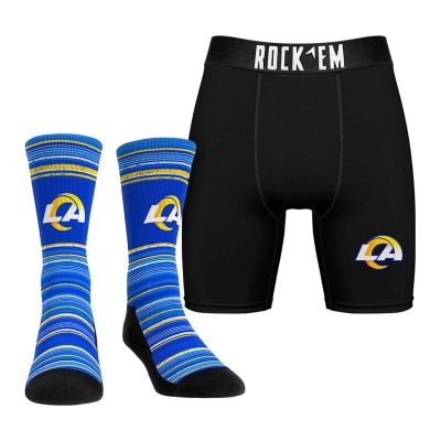 Los Angeles Rams Rock Em Socks Primary Crew Socks & Boxer Briefs Combo Pack