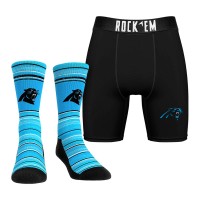 Carolina Panthers Rock Em Socks Primary Crew Socks & Boxer Briefs Combo Pack