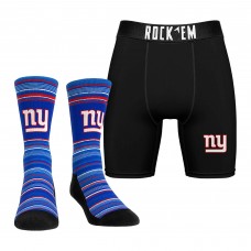 New York Giants Rock Em Socks Primary Crew Socks & Boxer Briefs Combo Pack