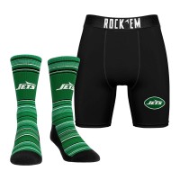 New York Jets Rock Em Socks Primary Crew Socks & Boxer Briefs Combo Pack