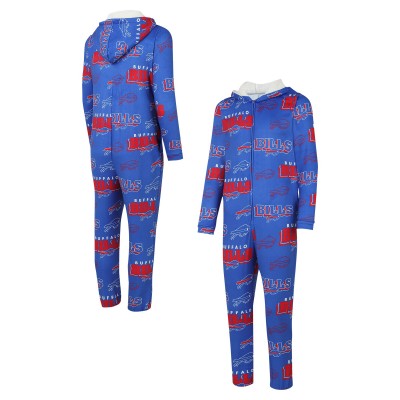 Buffalo Bills Concepts Sport Royal Roadway All Over Microfleece Full-Zip Union Suit