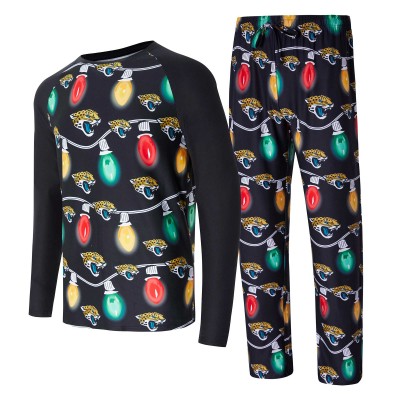 Jacksonville Jaguars Concepts Sport Black Garland Knit Raglan Long Sleeve Top and Pants Set