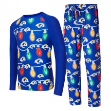 Los Angeles Rams Concepts Sport Garland Knit Raglan Long Sleeve Top and Pants Set - Royal
