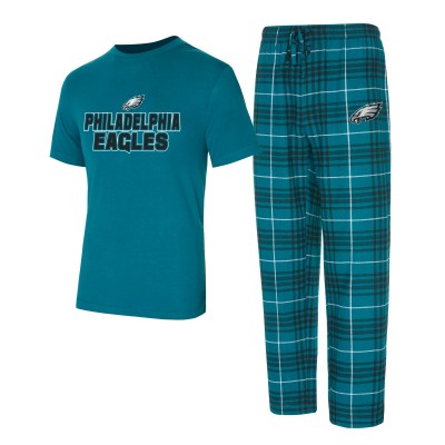 Пижама футболка и штаны Philadelphia Eagles Concepts Sport Vector - Midnight Green/Black