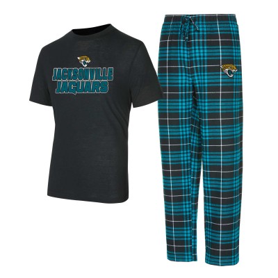 Jacksonville Jaguars Concepts Sport Black/Teal Vector Top & Flannel Pants Sleep Set