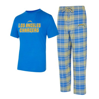 Los Angeles Chargers Concepts Sport Powder Blue/Gold Vector Top & Flannel Pants Sleep Set