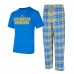 Los Angeles Chargers Concepts Sport Powder Blue/Gold Vector Top & Flannel Pants Sleep Set
