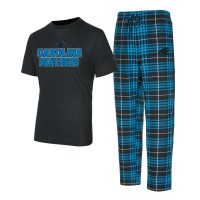 Carolina Panthers Concepts Sport Black/Blue Vector Top & Flannel Pants Sleep Set