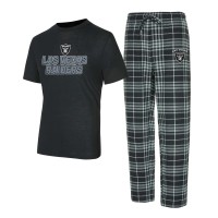 Las Vegas Raiders Concepts Sport Black/Gray Vector Top & Flannel Pants Sleep Set