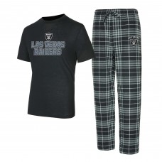 Las Vegas Raiders Concepts Sport Black/Gray Vector Top & Flannel Pants Sleep Set