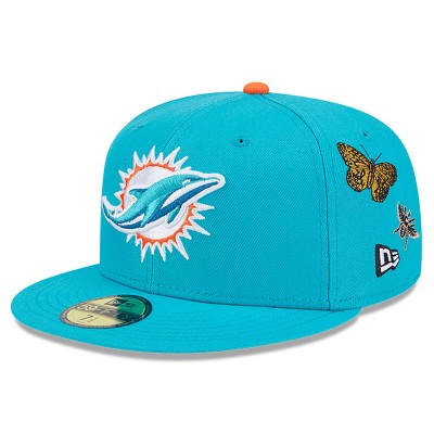 Бейсболка Miami Dolphins New Era x Felt Aqua 59FIFTY Fitted