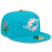 Бейсболка Miami Dolphins New Era x Felt Aqua 59FIFTY Fitted