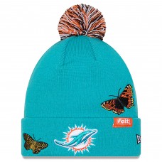 Шапка с помпоном Miami Dolphins New Era x Felt Aqua Cuffed Knit
