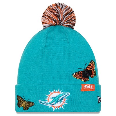 Шапка с помпоном Miami Dolphins New Era x Felt Aqua Cuffed Knit