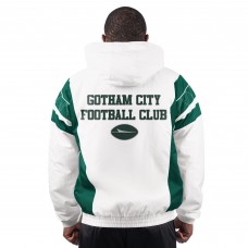 New York Jets Starter White Gotham City Half-Zip Hoodie Jacket New York Jets Starter White Gotham City Half-Zip Hoodie Jacket