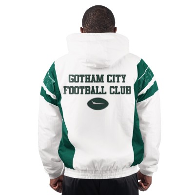 New York Jets Starter White Gotham City Half-Zip Hoodie Jacket