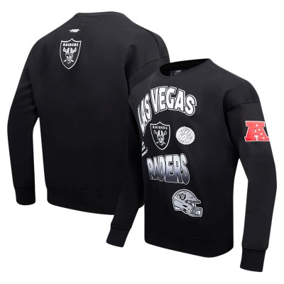 Las Vegas Raiders Pro Standard Black Turn It Up Drop Shoulder Pullover Sweatshirt