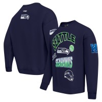 Seattle Seahawks Pro Standard College Navy Turn It Up Drop Shoulder Pullover Sweatshirt