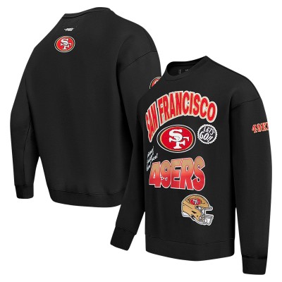 San Francisco 49ers Pro Standard Black Turn It Up Drop Shoulder Pullover Sweatshirt