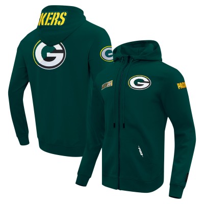 Толстовка на молнии Green Bay Packers Pro Standard Green Split Logo Double Knit