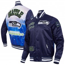 Seattle Seahawks Pro Standard College Navy Sublimated Satin Full-Snap Jacket