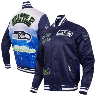 Seattle Seahawks Pro Standard College Navy Sublimated Satin Full-Snap Jacket