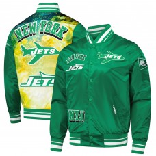 New York Jets Pro Standard Green Sublimated Satin Full-Snap Jacket New York Jets Pro Standard Green Sublimated Satin Full-Snap Jacket